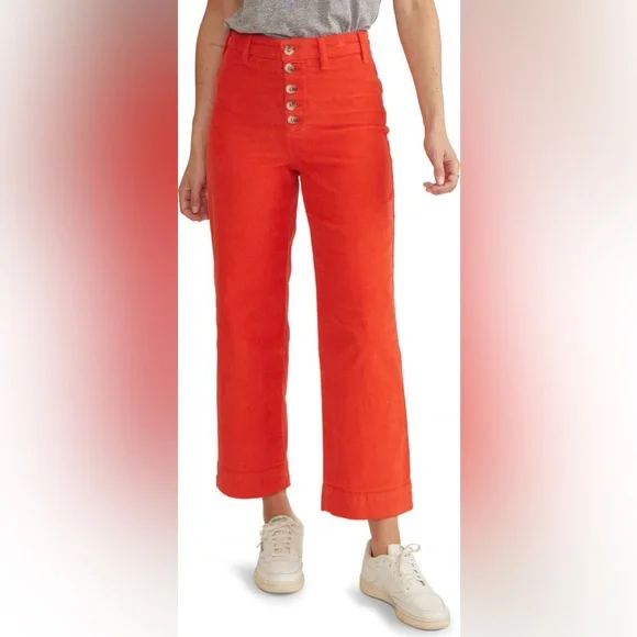 Marine Layer Bridget Wide Leg Crop Corduroy Pants Size 6 - Picture 3 of 13